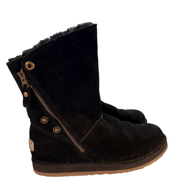 R.J.'s Fuzzies Black Suede Trixie Boots Size Women's 7 - Picture 8 of 9